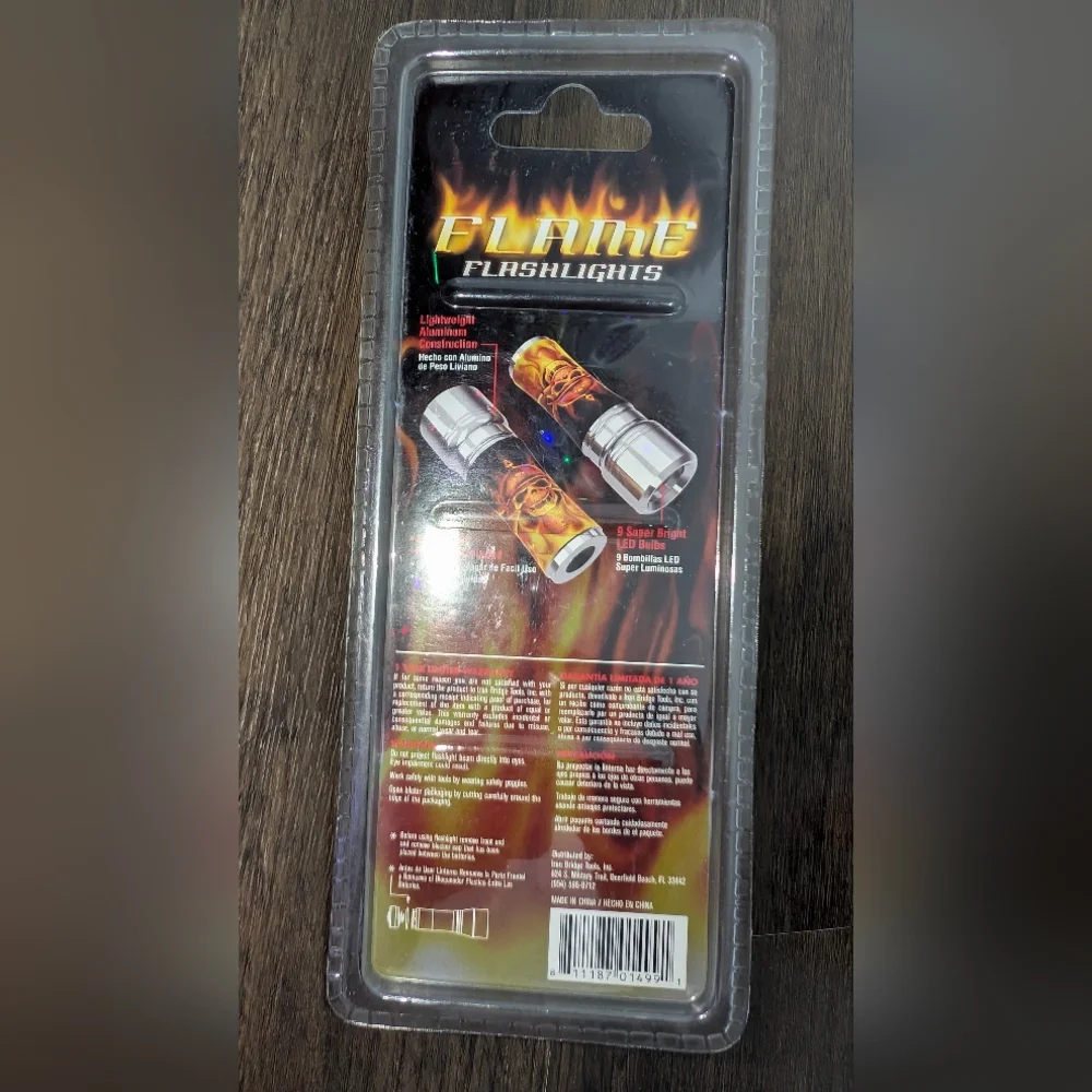 Flame Flashlights Led Skeleton & Flames Brand New Sealed Iron Bridge Tools